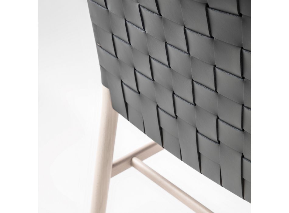Cadeira de alta qualidade em madeira de faia e couro fabricada na Itália, 2 peças - Nora Viadurini