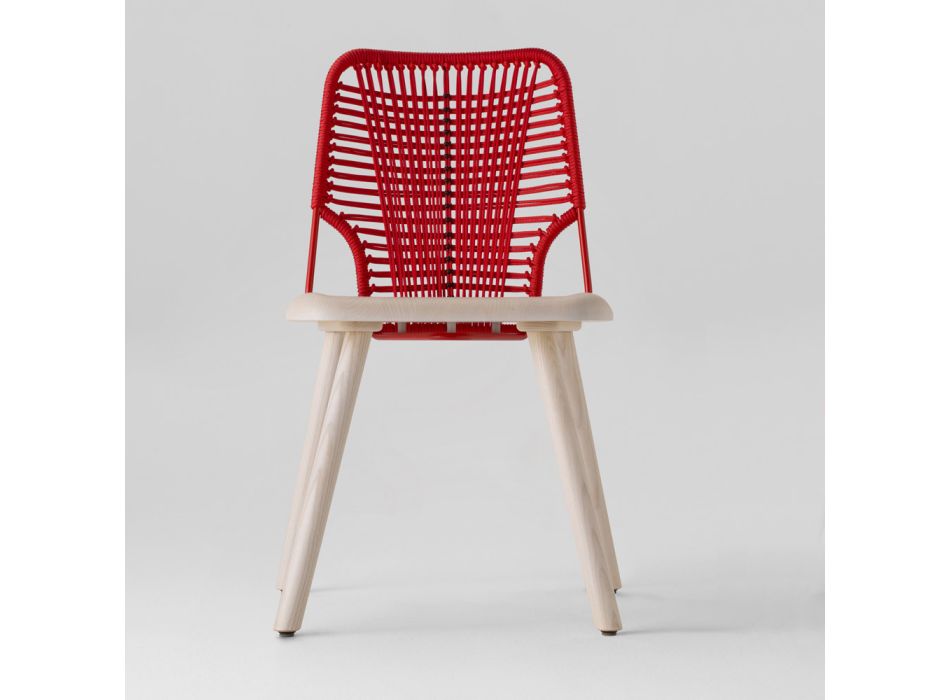 Cadeira de alta qualidade em madeira, metal e corda fabricada na Itália, 2 peças - Mandal Viadurini