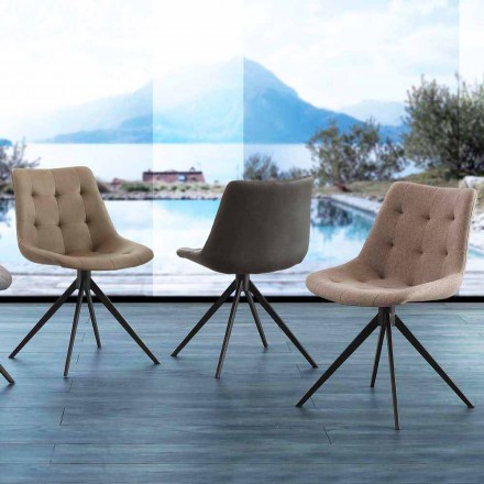 Cadeira estofada acolchoada de design em tecido ou eco nabuk Venezia Viadurini