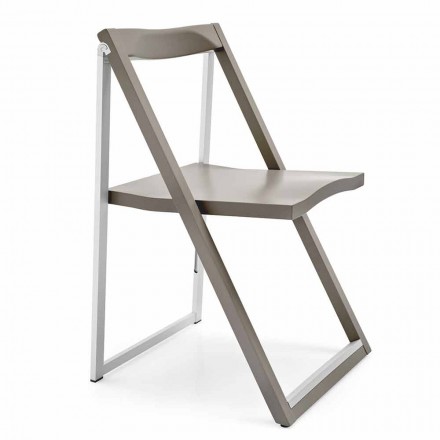 Cadeira dobrável em alumínio e madeira de faia fabricada na Itália - Skip Viadurini