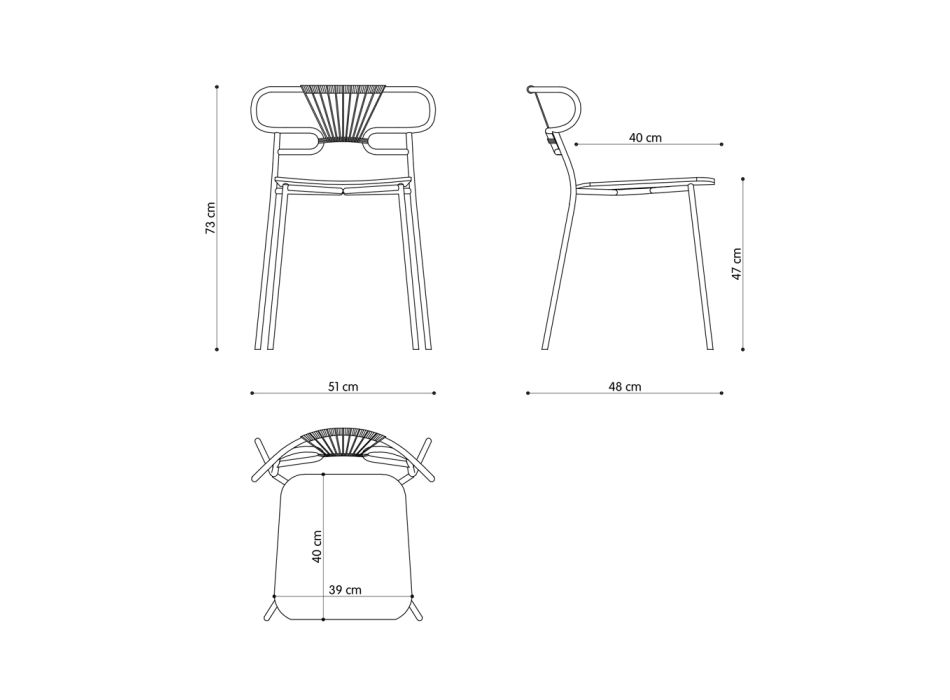 Cadeira empilhável de luxo em metal e poliuretano fabricada na Itália 2 peças - Trosa Viadurini
