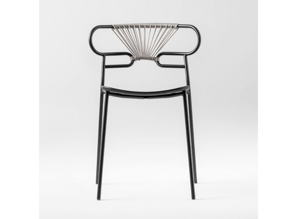 Cadeira empilhável de luxo em metal e poliuretano fabricada na Itália 2 peças - Trosa Viadurini