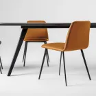 Cadeira de couro luxuosa com pernas de metal fabricada na Itália, 2 peças - Molde Viadurini