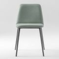 Cadeira de couro de luxo com pernas de metal Made in Italy, 2 peças - Molde