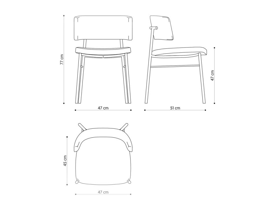 Cadeira de tecido luxuosa com base de metal fabricada na Itália, 2 peças - Alasca Viadurini
