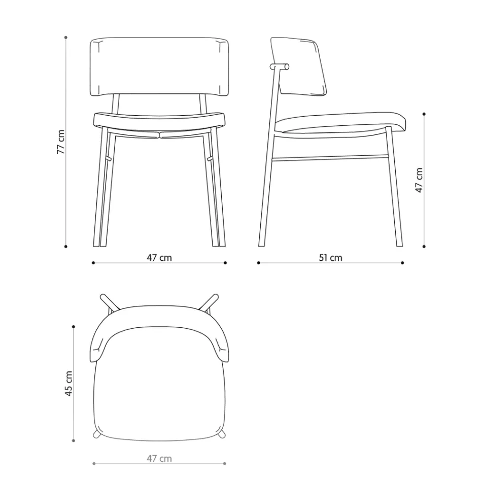 Cadeira de tecido luxuosa com base de metal fabricada na Itália, 2 peças - Alasca Viadurini