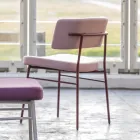 Cadeira de tecido luxuosa com base de metal fabricada na Itália, 2 peças - Alasca Viadurini