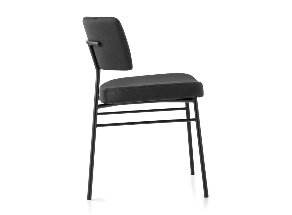 Cadeira de tecido luxuosa com base de metal fabricada na Itália, 2 peças - Alasca Viadurini
