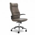 Cadeira de escritório executiva de couro de grão integral Edda, design moderno
