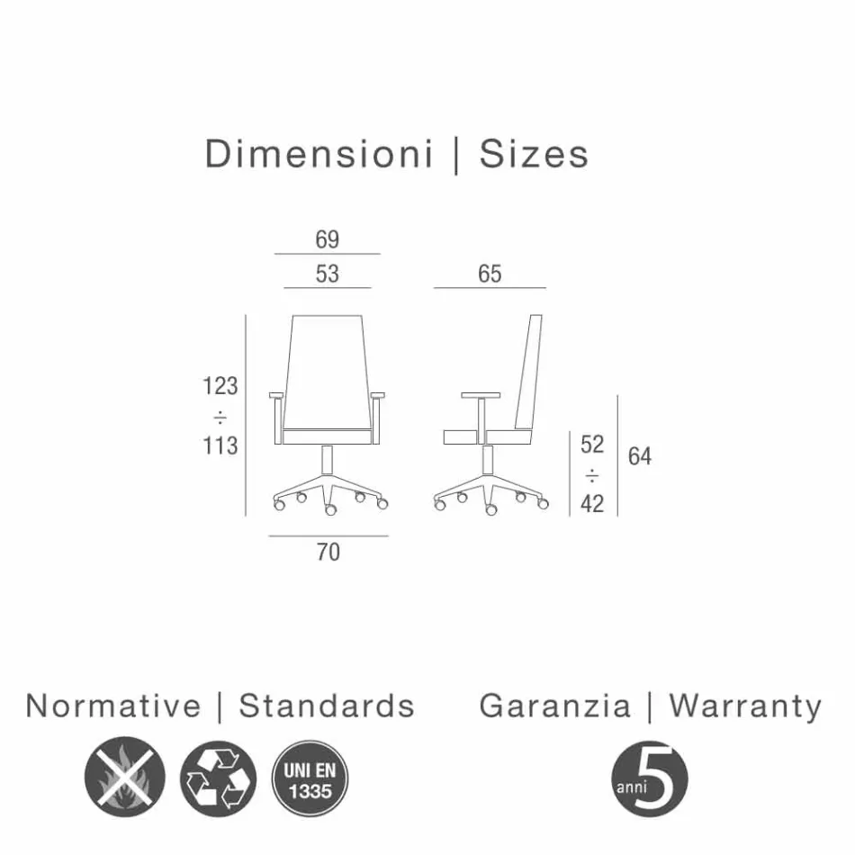 Cadeira executiva em pele de faia Ada Angelo Pinaffo & Gorgi Viadurini
