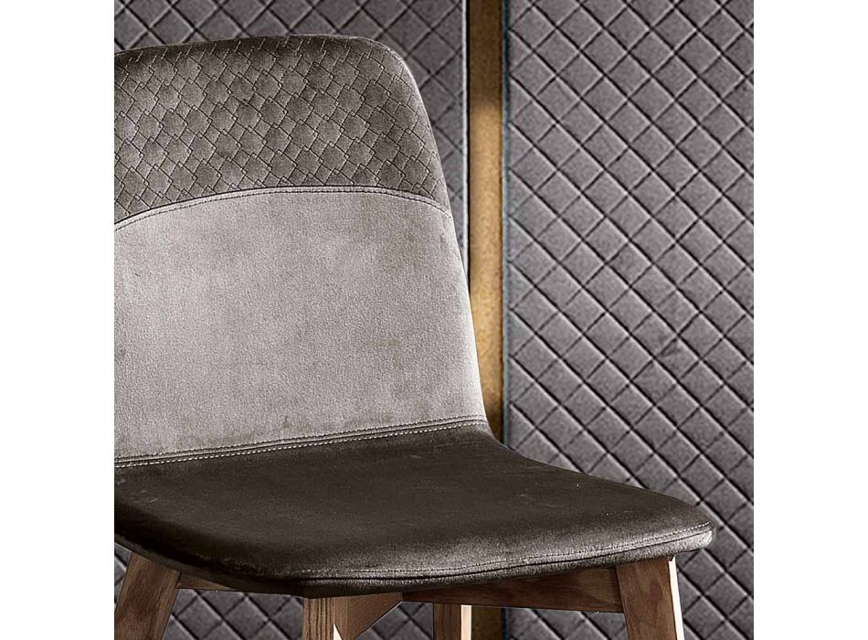 Cadeira Elegante de Design Moderno em Veludo Colorido e Madeira - Bizet Viadurini
