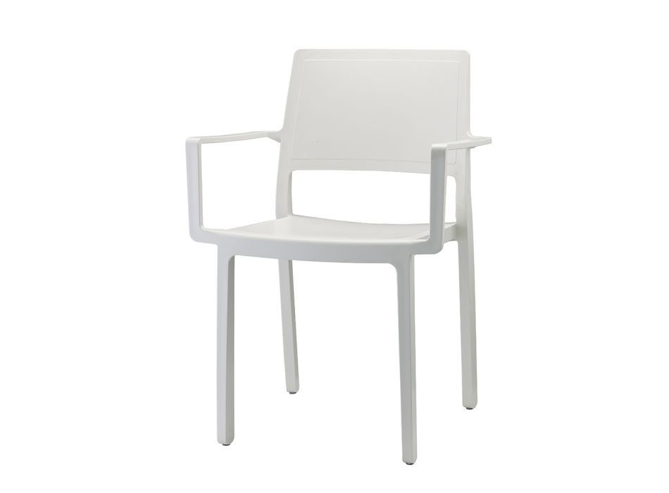 Cadeira ao ar livre em tecnopolímero com braços Made in Italy 4 peças - Savesta Viadurini