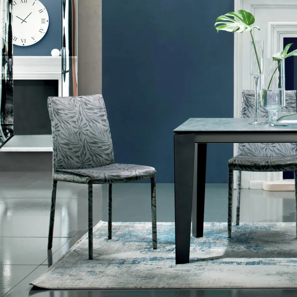 Cadeira Acolchoada e Estofada em Tecido Made in Italy 4 Peças - Monnalisa Viadurini