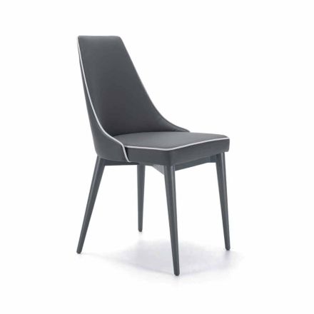 Cadeira de aço acolchoada e assento de couro sintético com borda branca – Nirvana Viadurini