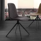 Cadeira estofada em eco nubuck e metal, design moderno, Taranto Viadurini