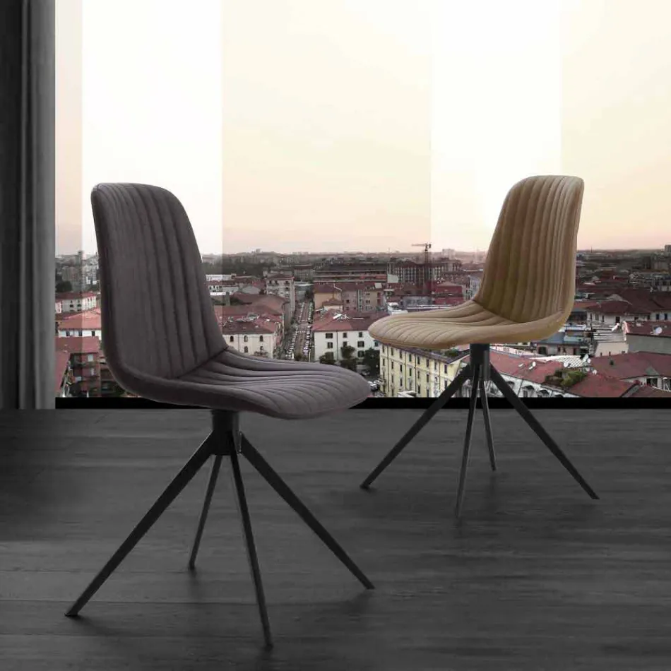 Cadeira estofada em eco nubuck e metal, design moderno, Taranto Viadurini