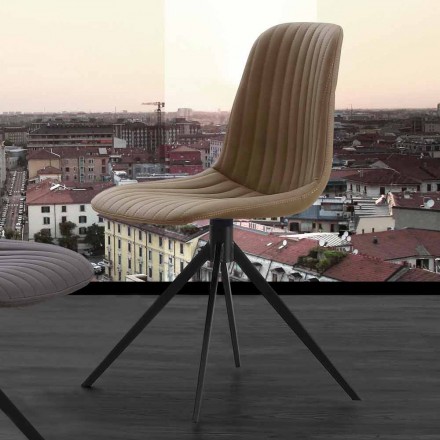Cadeira estofada em eco nubuck e metal, design moderno, Taranto Viadurini