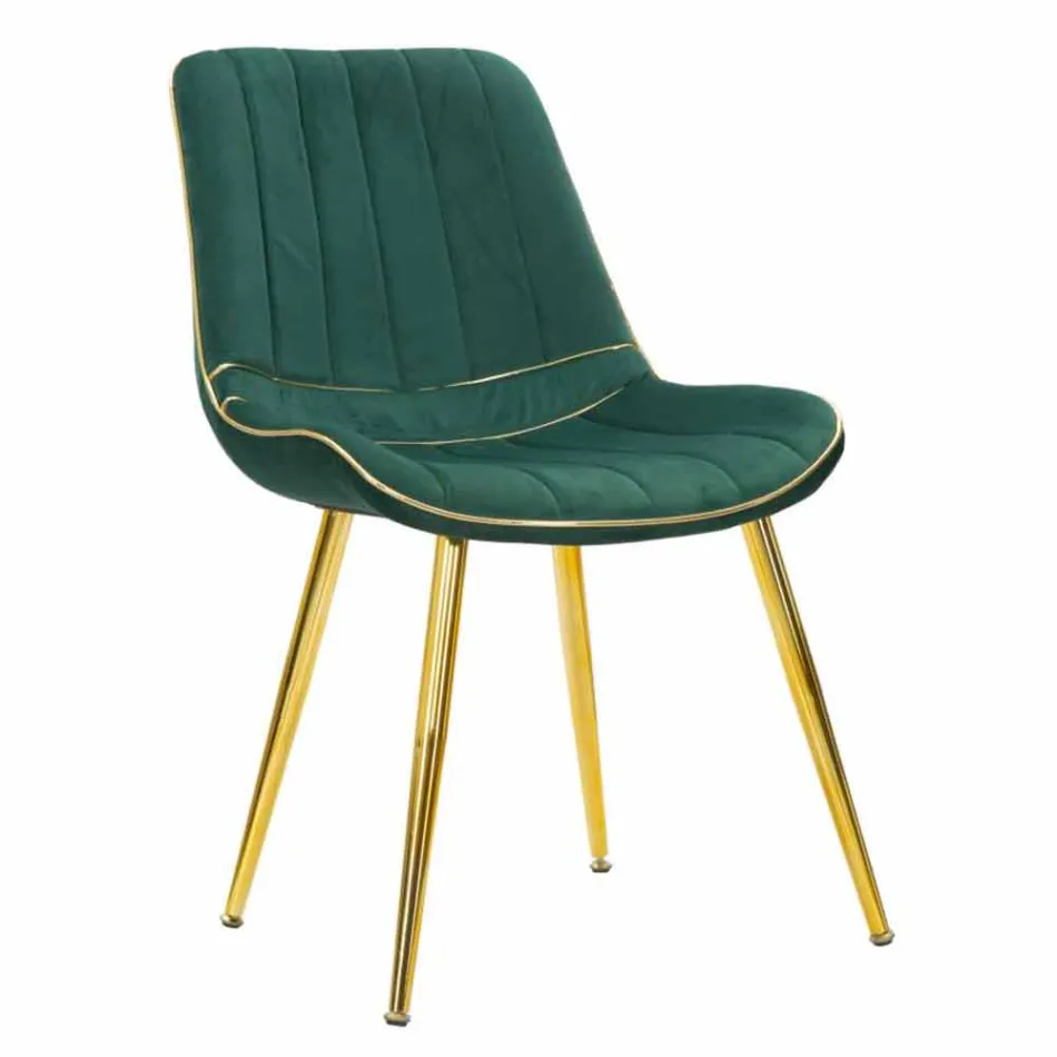 Cadeira estofada para sala de jantar de design em madeira e tecido, 2 peças - Kolly Viadurini