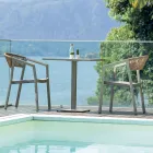 Cadeira empilhável com assento em textilene e encosto em vime torcido - Passion Viadurini