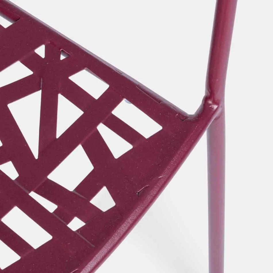 Cadeira empilhável ao ar livre em aço com acabamento mate, 4 peças - Ralia Viadurini