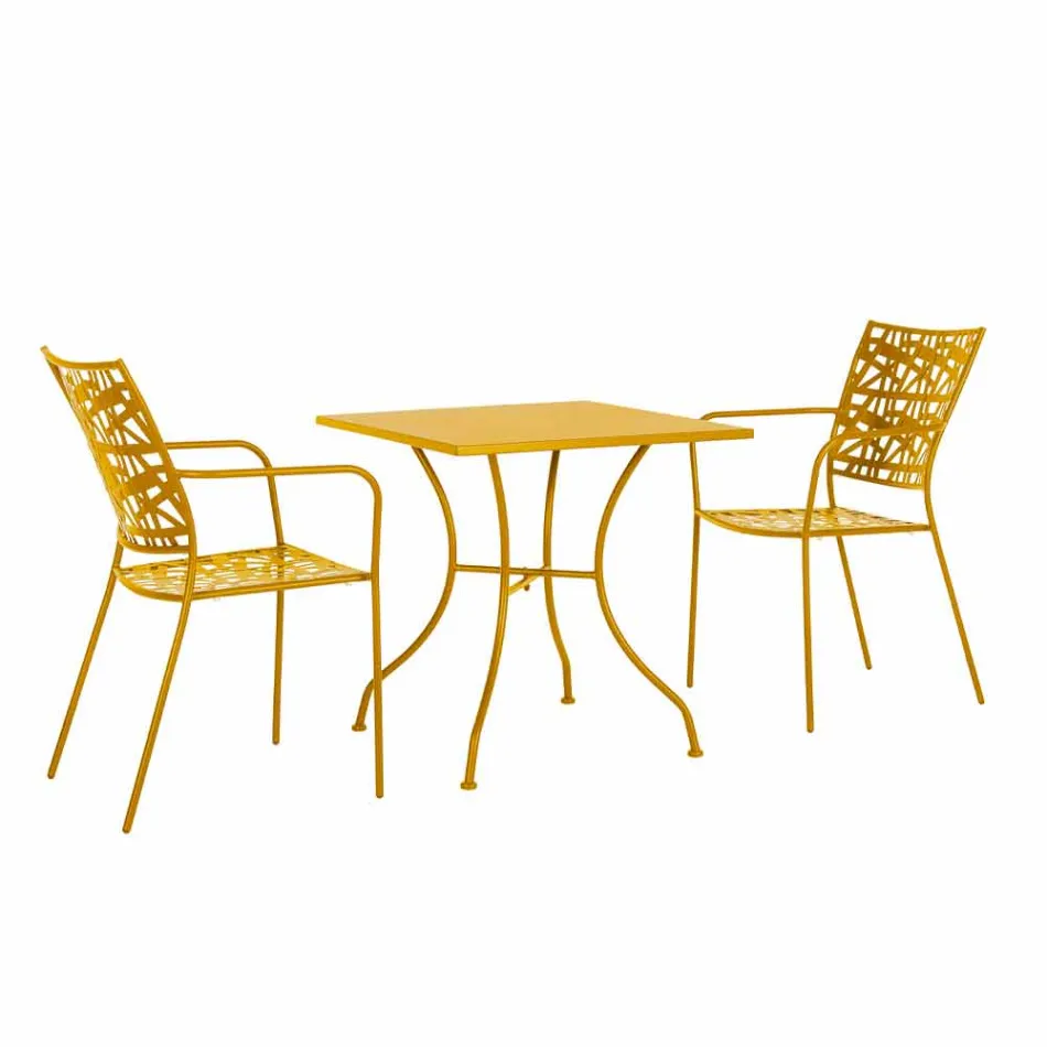 Cadeira empilhável ao ar livre em aço com acabamento mate, 4 peças - Ralia Viadurini