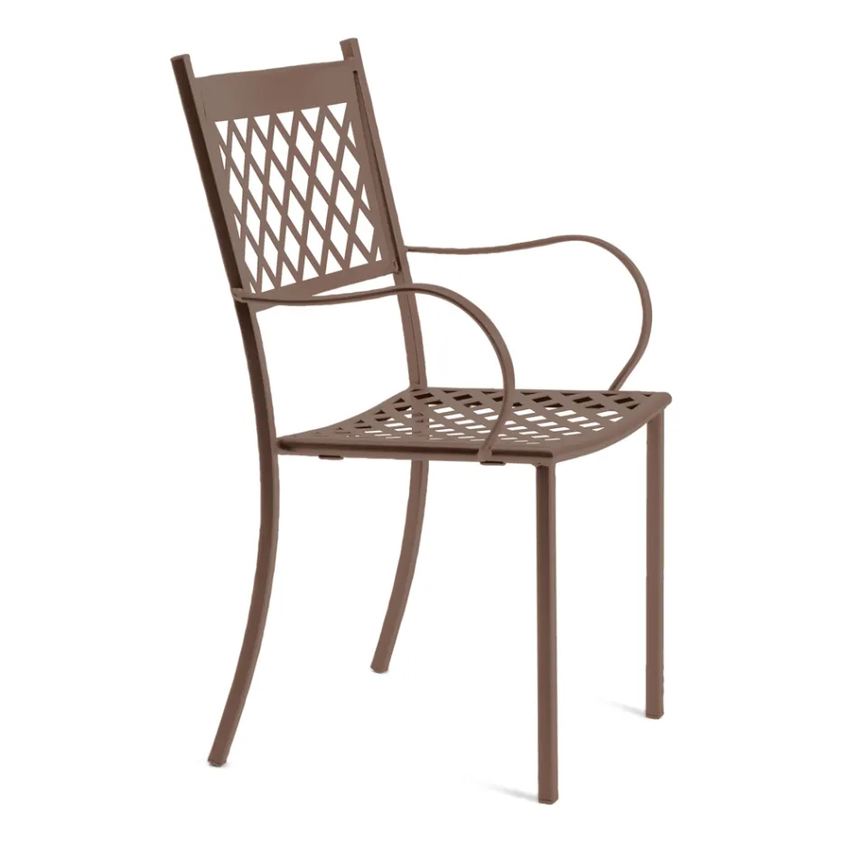 Cadeira Externa Empilhável em Aço Galvanizado Feito na Itália 4 Peças - Celia Viadurini