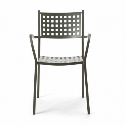 Cadeira empilhável para exterior em metal pintado fabricada na Itália, 8 peças - Lina Viadurini
