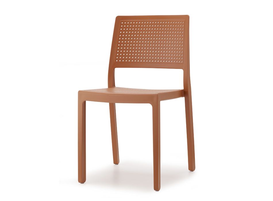Cadeira empilhável ao ar livre em tecnopolímero fabricada na Itália 6 peças - redefinir Viadurini