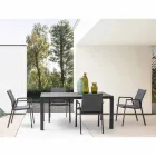 Cadeira Outdoor Empilhável em Tecido e Alumínio Pintado, 4 Peças - Assia Viadurini