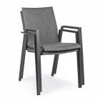 Cadeira Outdoor Empilhável em Tecido e Alumínio Pintado, 4 Peças - Assia Viadurini