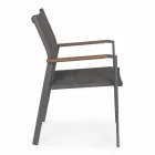 Cadeira empilhável ao ar livre em Textilene e Alumínio Antracite, 6 Peças - Urbana Viadurini