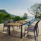 Cadeira empilhável ao ar livre em Textilene e Alumínio Antracite, 6 Peças - Urbana Viadurini