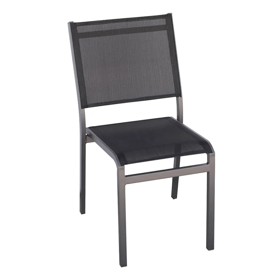 Cadeira de Jardim Empilhável em Alumínio e Textilene Branco ou Cinza - Floraforma Viadurini