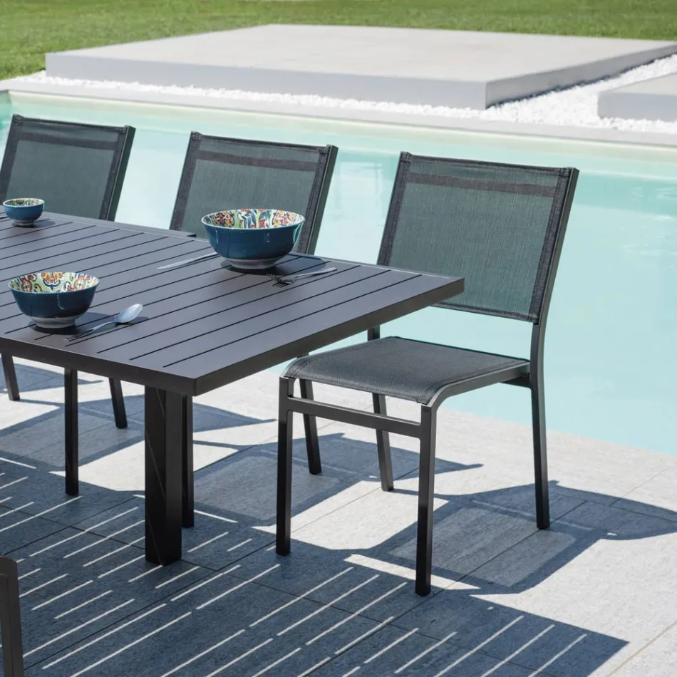 Cadeira de Jardim Empilhável em Alumínio e Textilene Branco ou Cinza - Floraforma Viadurini