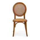 Cadeira de sala de estar empilhável em madeira de Ailando e palha de Viena - Laguna Viadurini