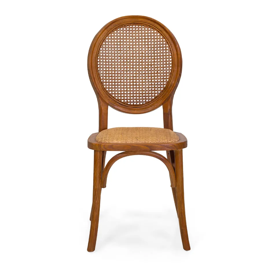 Cadeira de sala de estar empilhável em madeira de Ailando e palha de Viena - Laguna Viadurini
