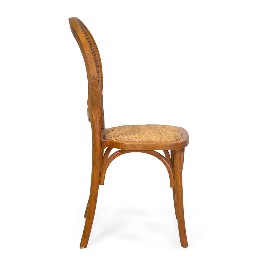 Cadeira de sala de estar empilhável em madeira de Ailando e palha de Viena - Laguna Viadurini