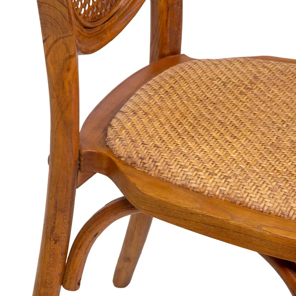 Cadeira de sala de estar empilhável em madeira de Ailando e palha de Viena - Laguna Viadurini