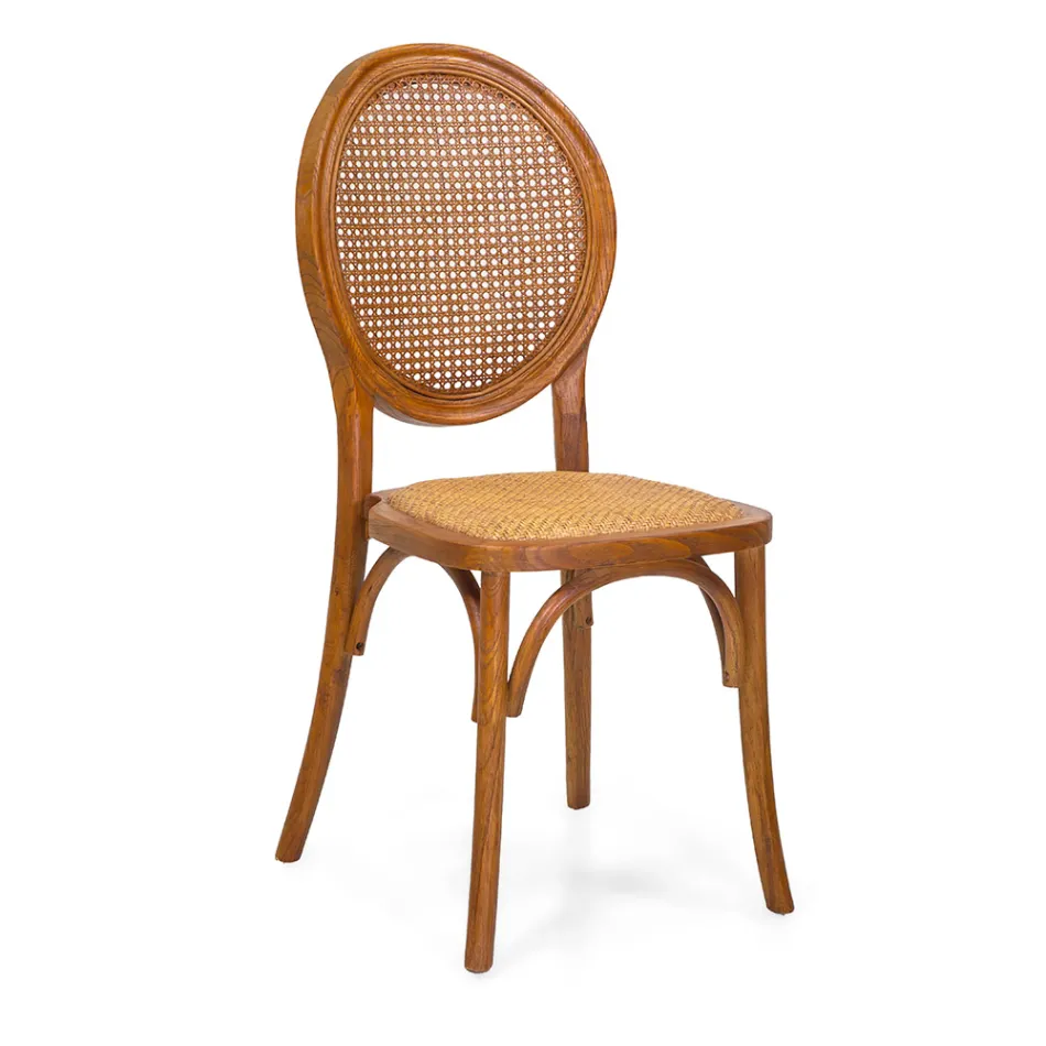 Cadeira de sala de estar empilhável em madeira de Ailando e palha de Viena - Laguna Viadurini