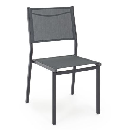 Cadeira Empilhável em Alumínio e Têxtil para Jardim, Design Moderno - Franz Viadurini