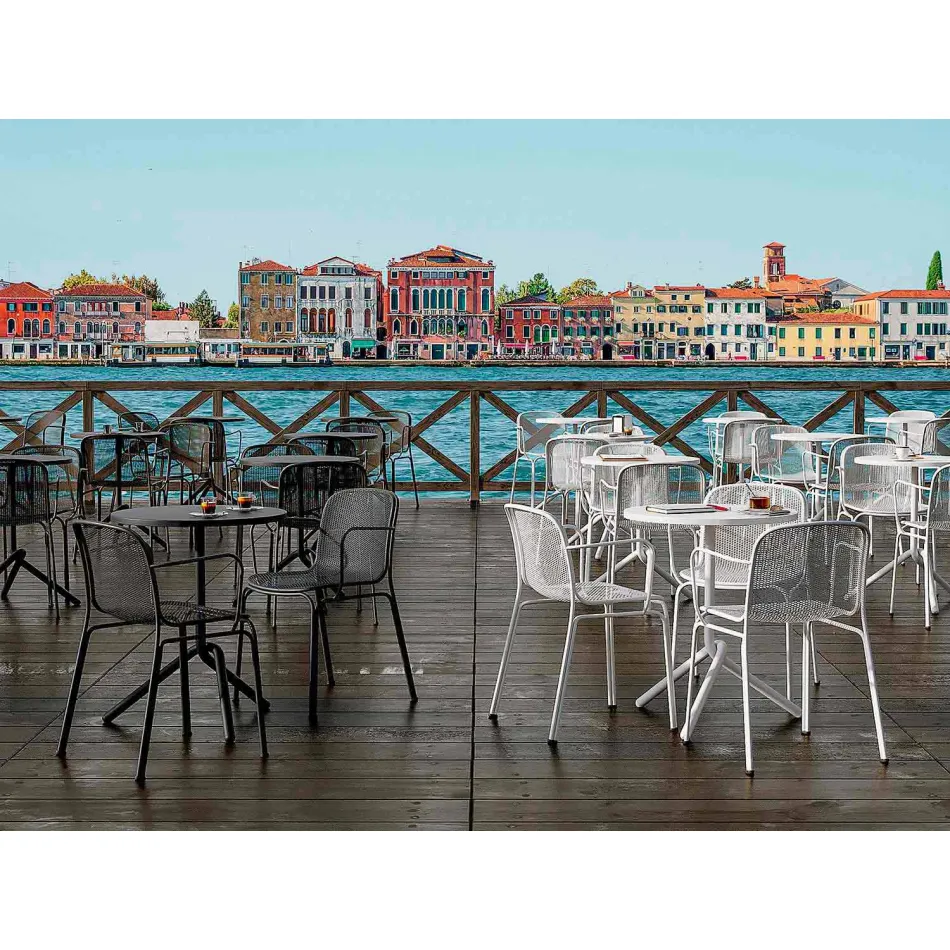 Cadeira empilhável de metal para exterior, fabricada na Itália, 4 peças - Verna Viadurini