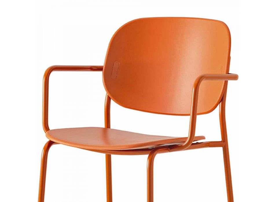 Cadeira Empilhável em Polipropileno e Metal Fabricado na Itália - Connubia Yo Viadurini