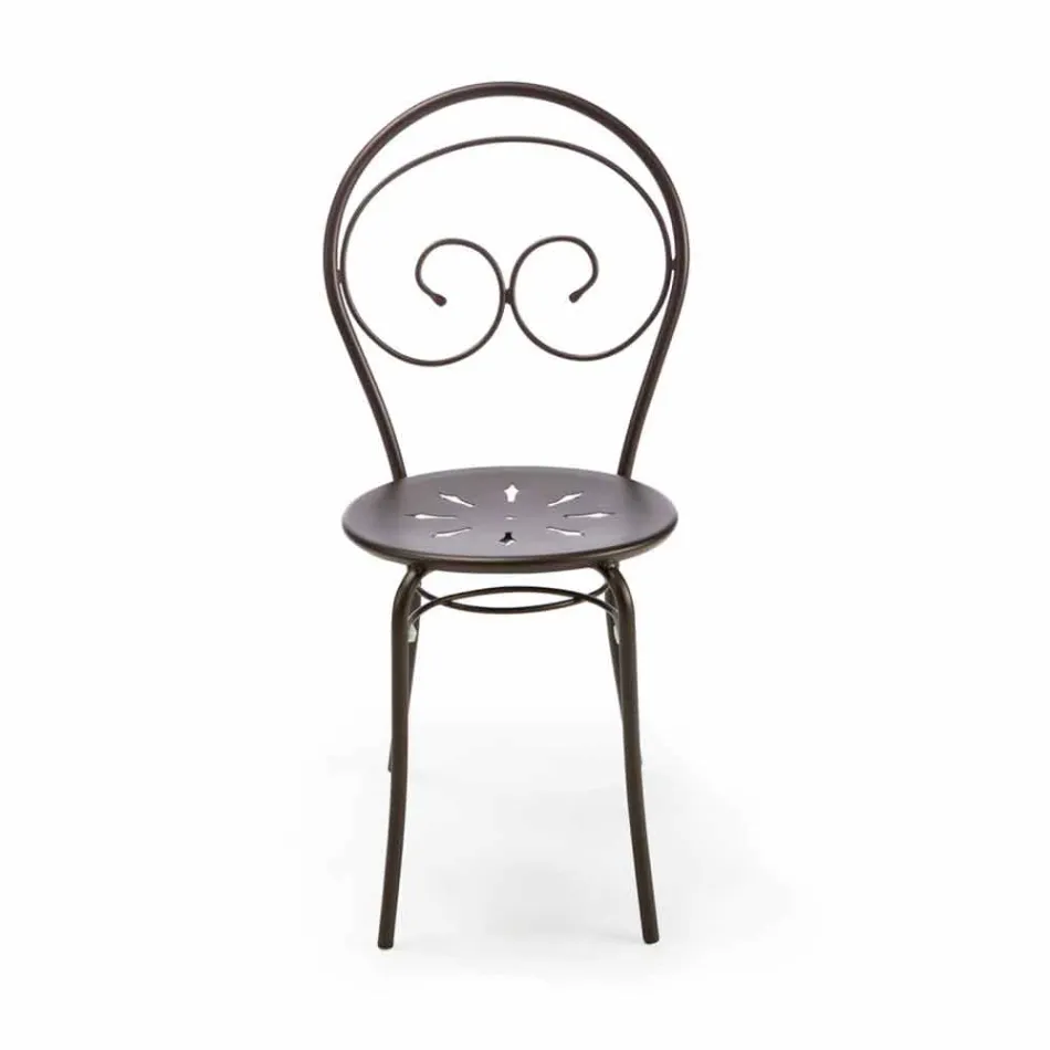 Cadeira empilhável para exterior em metal fabricada na Itália, 2 peças - Autoridade Viadurini