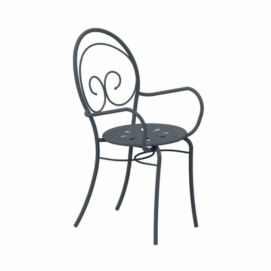 Cadeira empilhável para exterior em metal fabricada na Itália, 2 peças - Autoridade Viadurini