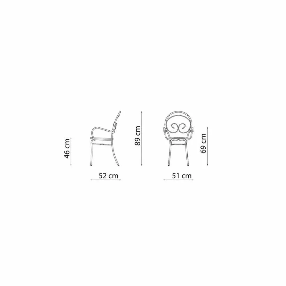 Cadeira empilhável para exterior em metal fabricada na Itália, 2 peças - Autoridade Viadurini