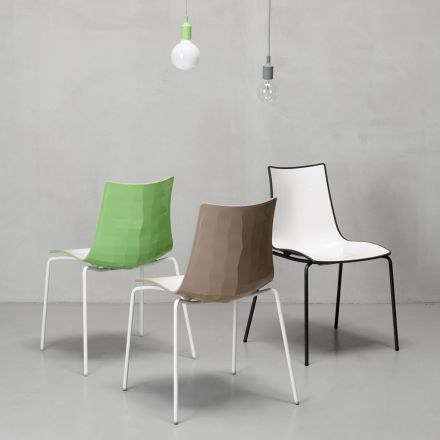 Cadeira de aço com assento de polímero Made in Italy 4 peças - Fedora Viadurini