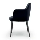 Cadeira de aço com assento revestido de veludo Made in Italy - Arisa Viadurini