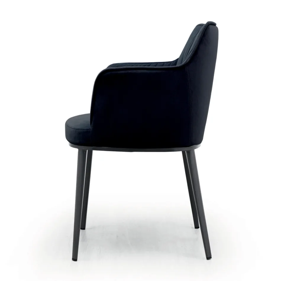 Cadeira de aço com assento revestido de veludo Made in Italy - Arisa Viadurini