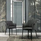 Cadeira de aço com assento revestido de veludo Made in Italy - Arisa Viadurini