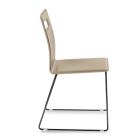 Cadeira em Couro Taupe e Pernas de Trenó Made in Italy - Pallina Viadurini